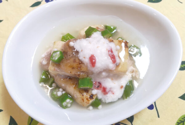 肉巻き豆腐の梅肉あんかけ