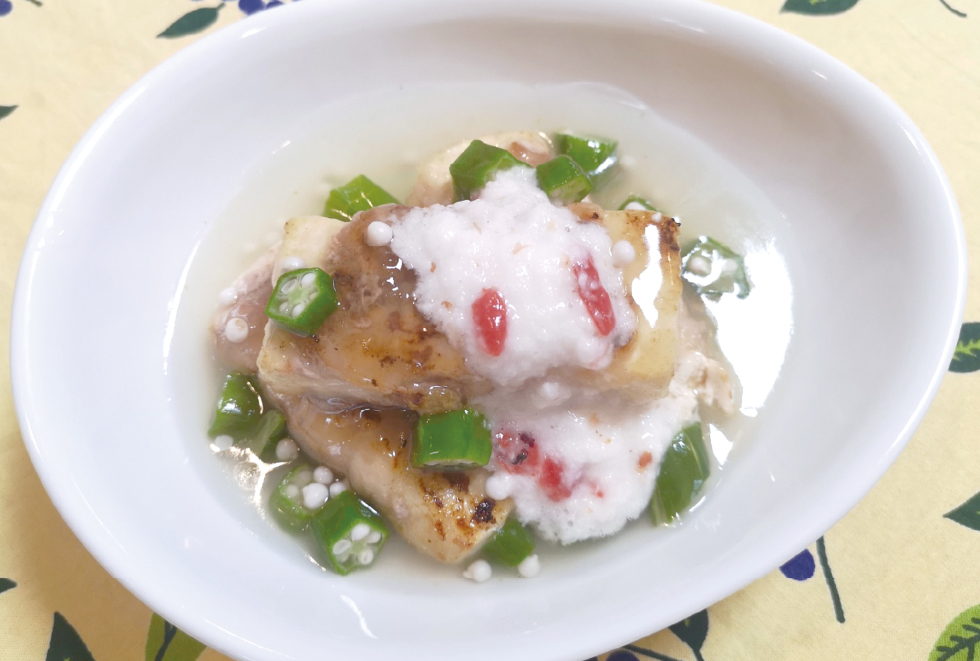 肉巻き豆腐の梅肉あんかけ