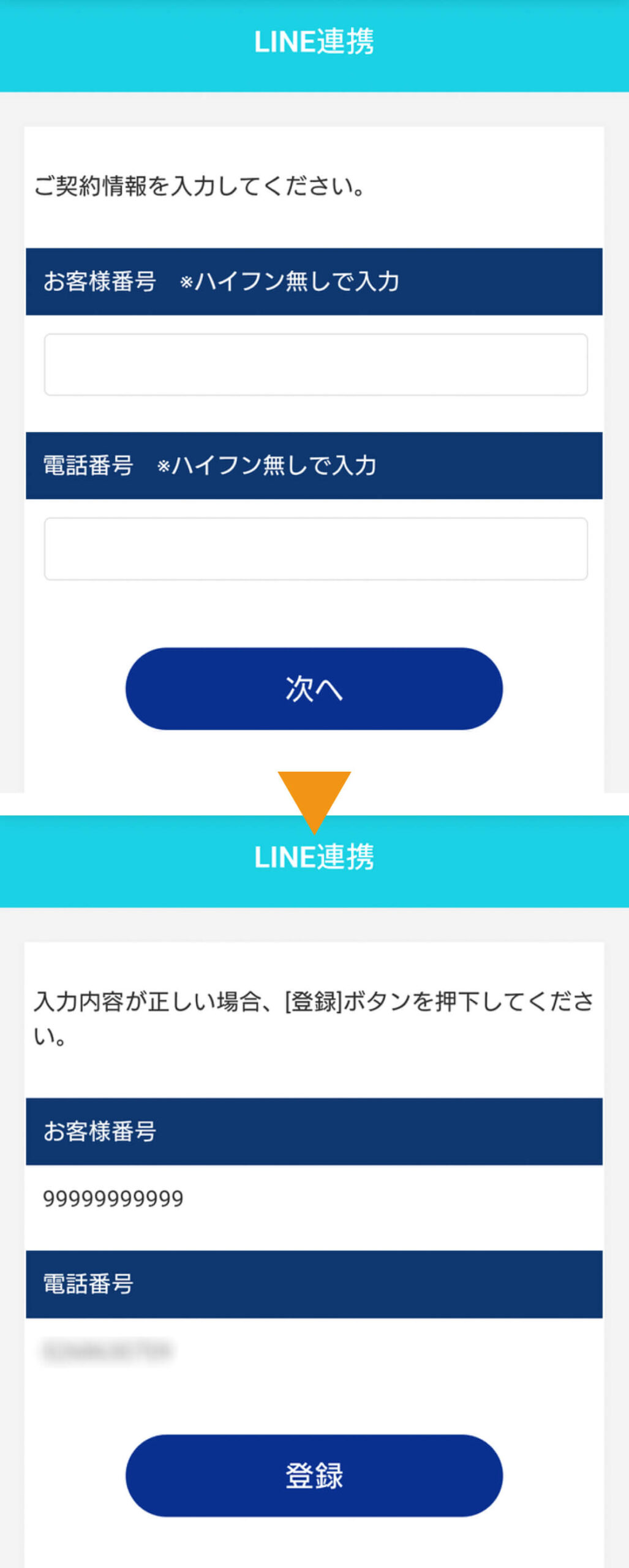 &uarr;LINE連携