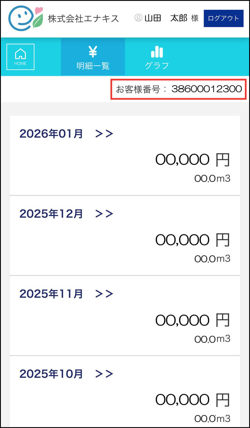 まいエナキス明細画面